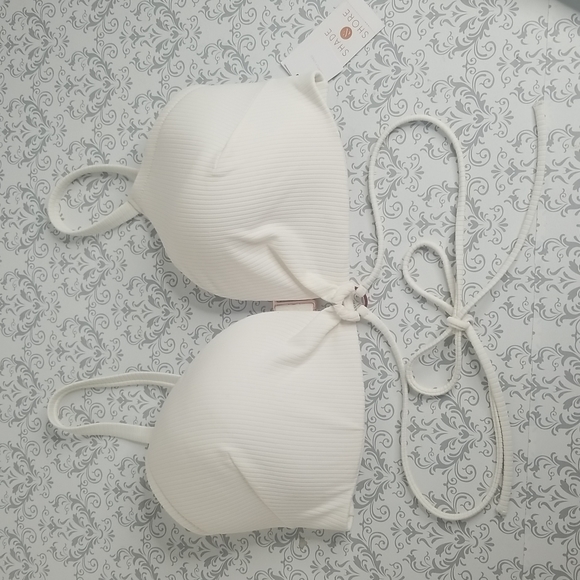 Lightly Lined Triangle Strappy Tie Ribbed Bikini Top+JM Pearl sun spray - Picture 6 of 15